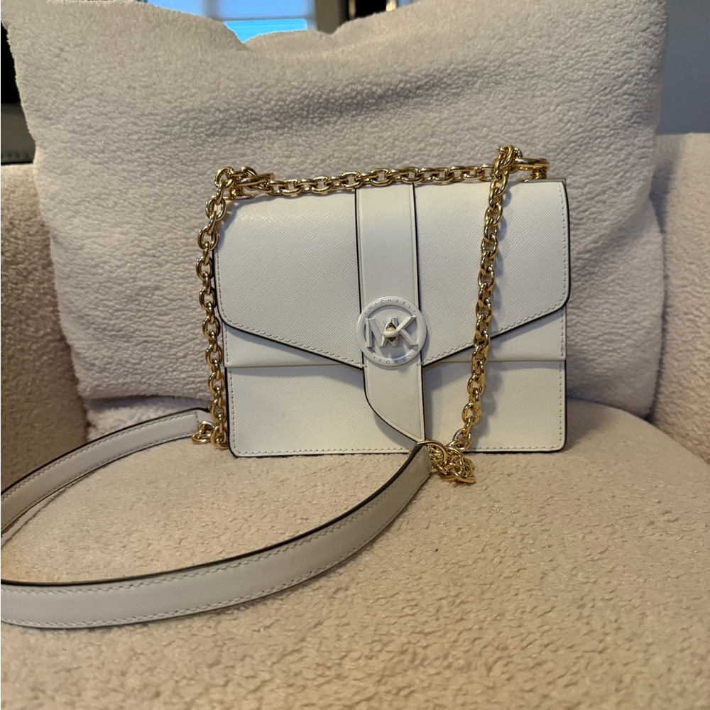 Michael Kors White Leather Crossbody Bag